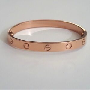 Clip On Love Screw Bangle Bracelet in Rose Gold